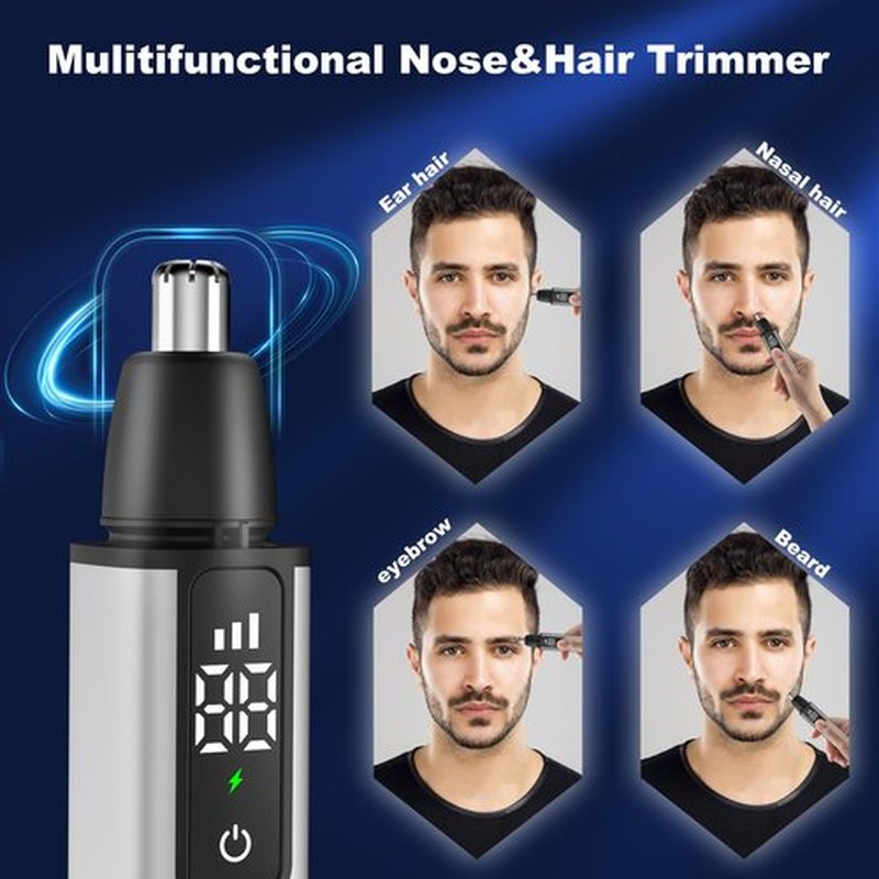 Ear and Nose Hair Trimmer for Men Women–2024 Nose Hair Trimmer Clipper Pro-15,000 RPM Motor with 3 Speed and LED Display, Hair Trimmer Set with Dual Edge Blades, IPX7 Waterproof, Type C Rechargeable