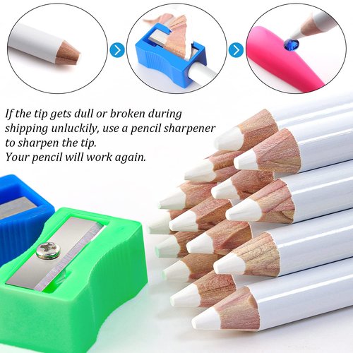 Rhinestones Picker Pencil for Nail Art Gem Crystal Pick up Tool 3.35-inch Rhinestone Pickup Pen 14Pcs with Pencil Sharpener 2Pcs + Tweezer 1Pc