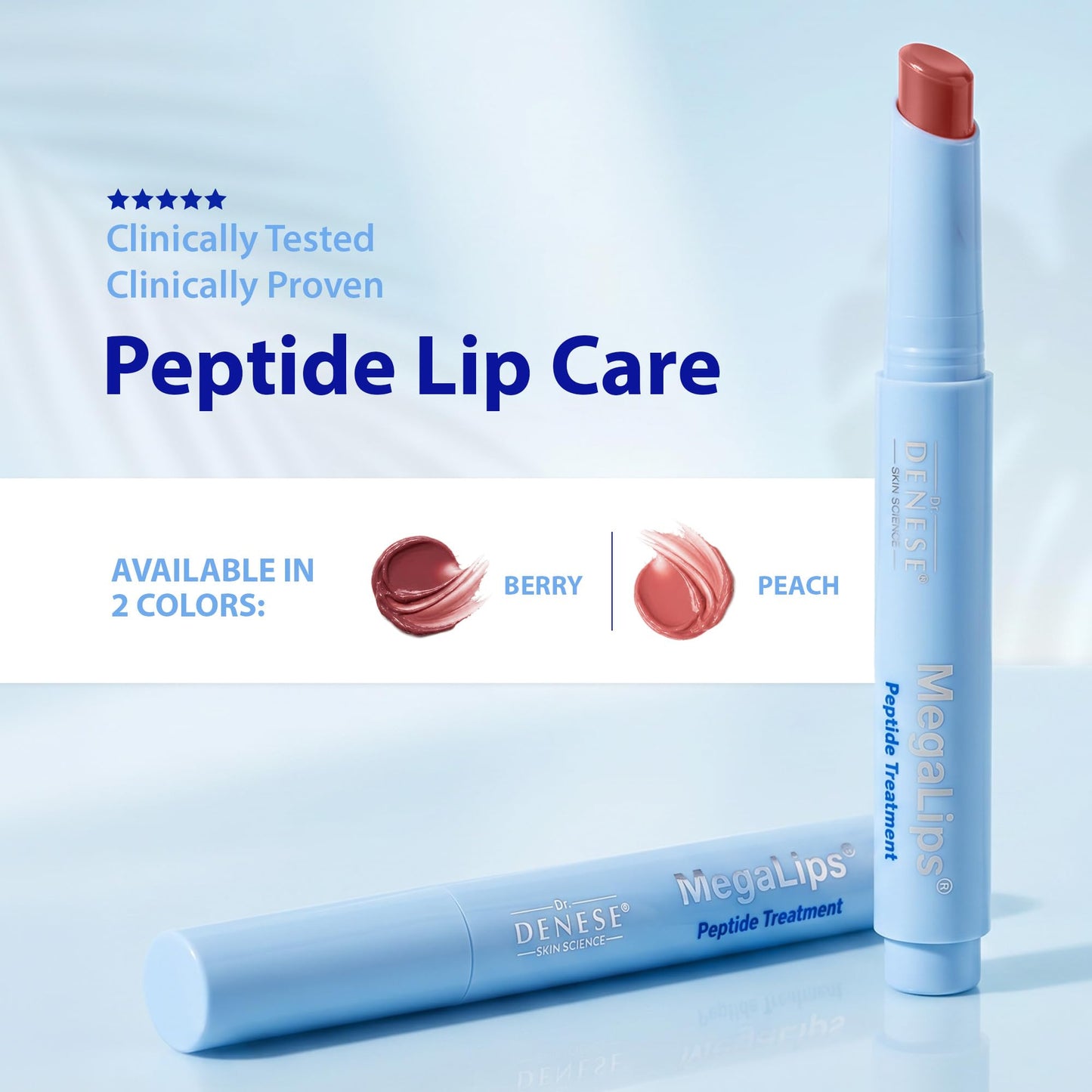 Dr. Denese MegaLips Peptide Lip Balm .06 oz – Hydrating Lip Care with Hyaluronic Acid, Ceramides & Shea Butter – Moisturizing Formula for Smooth Soft Lips with Natural Shine – Cruelty-Free – Peach