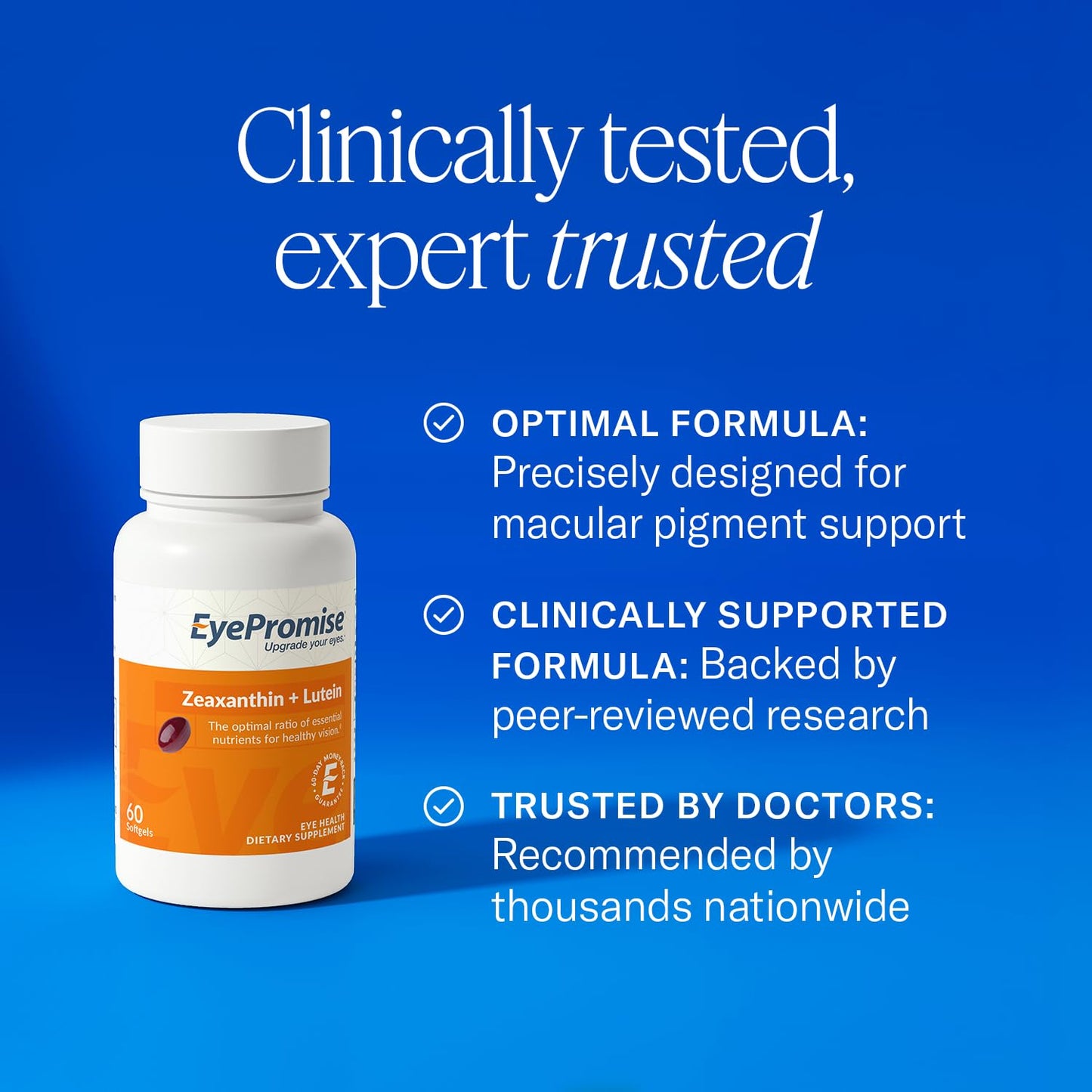 EyePromise Zeaxanthin Plus Lutein Eye Health Supplements - 60 Softgels