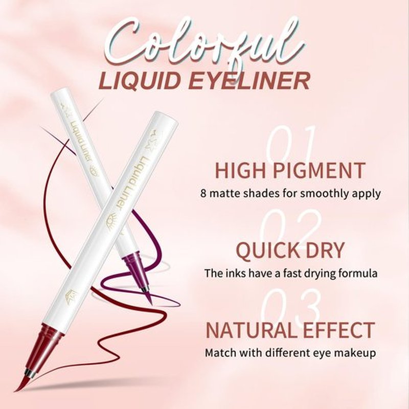 KYDA 5 Colors Liquid Eyeliner Kit, Matte Liquid Eyeliner Set, Lasting Tinted Eyeliner with Fine Brush Tip, Waterproof Smudge-Proof, Colorful Eyeliner Makeup Gift, 6 Pcs, Set C