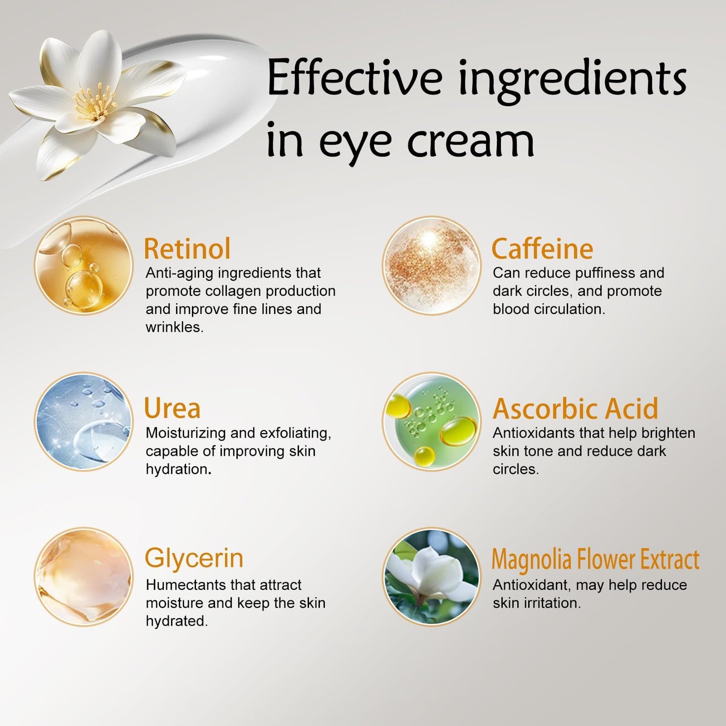 Instant Eye Tightener Cream, 60ML Instant Firm Temporary Eye Tightener for Reduces Dark Circles, Puffiness, Fine Lines, Upgraded Formula for Women, Fast-Absorbing & Moisture Lock（1Pcs