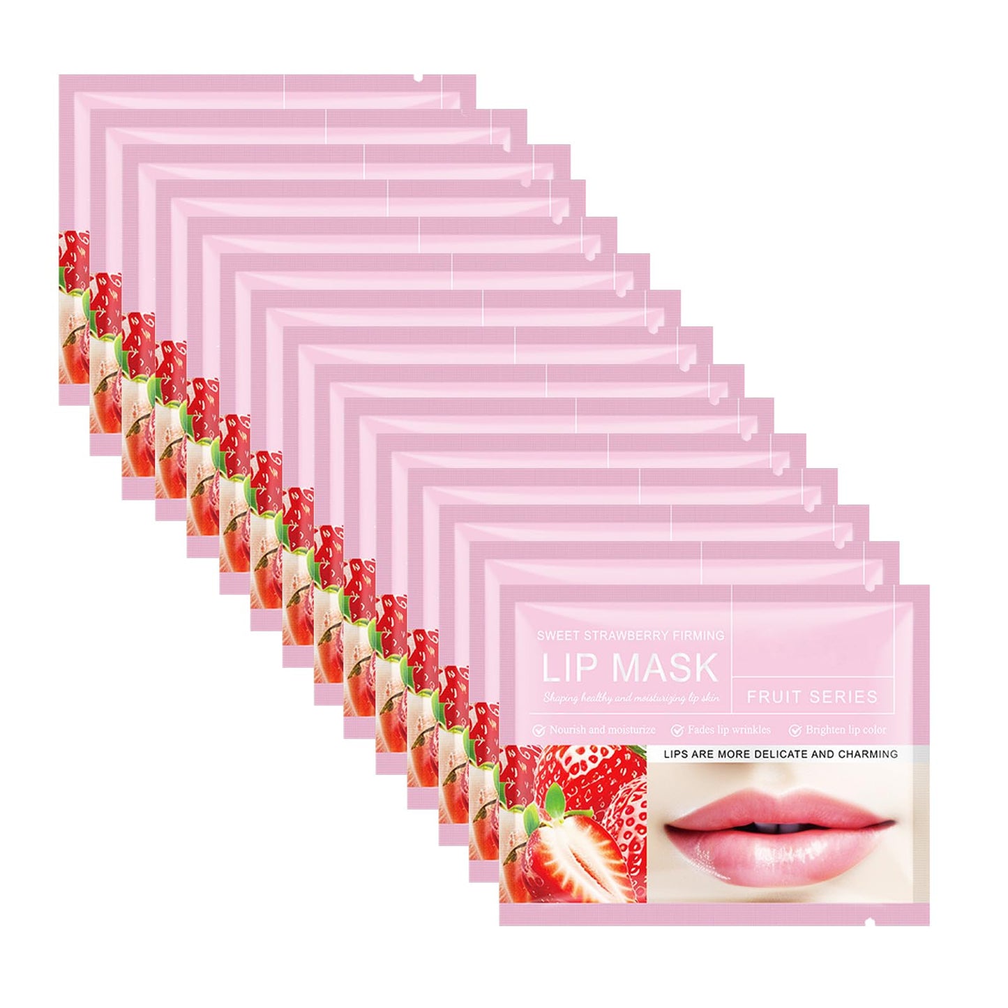 Felico Lip Mask Patches,30PCS Collagen Care Gel Pads for Moisturizing,Anti Wrinkle,Reducing Chapped,Smoothing,Fine Lines,Remove Dead Skin Moisture Essence Make Your Dry Lips Attractive Sexy Strawberry