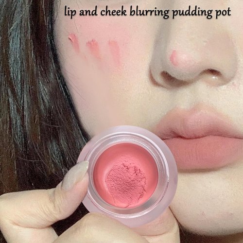 Korean Pudding Pot Blush-Lip Pudding Pot, Lip&Cheek Blurry Pudding Pot-5g, Pudding Pot Lip Tints, Buildable Lightweight, Multi-Use Soft Matte Finish Makeup Blush, Waterproof (01+02)