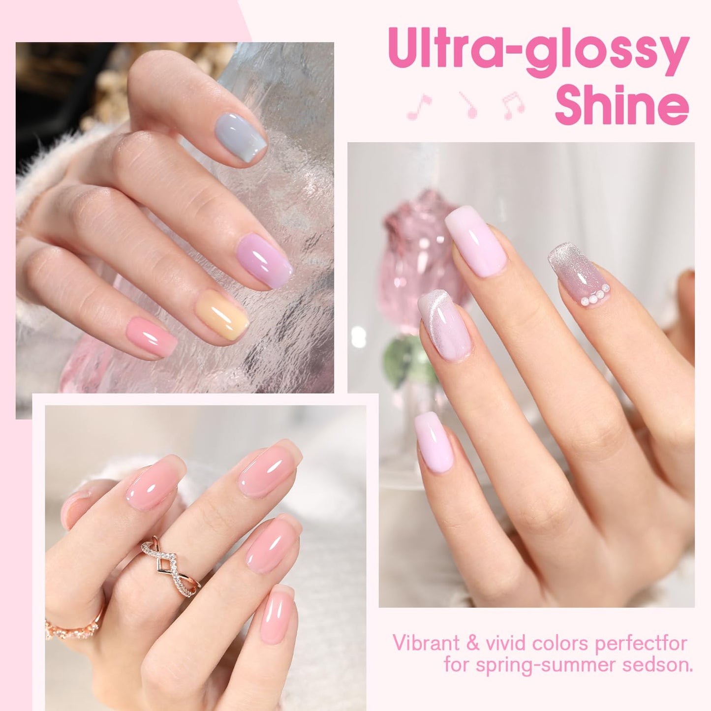 SHOYUM Jelly Pastel Gel Nail Polish Set 10Pcs Candy Colors Collection,Translucent Spring Summer nail gel polish Manicure at Home DIY Easter Mother's Day Gifts
