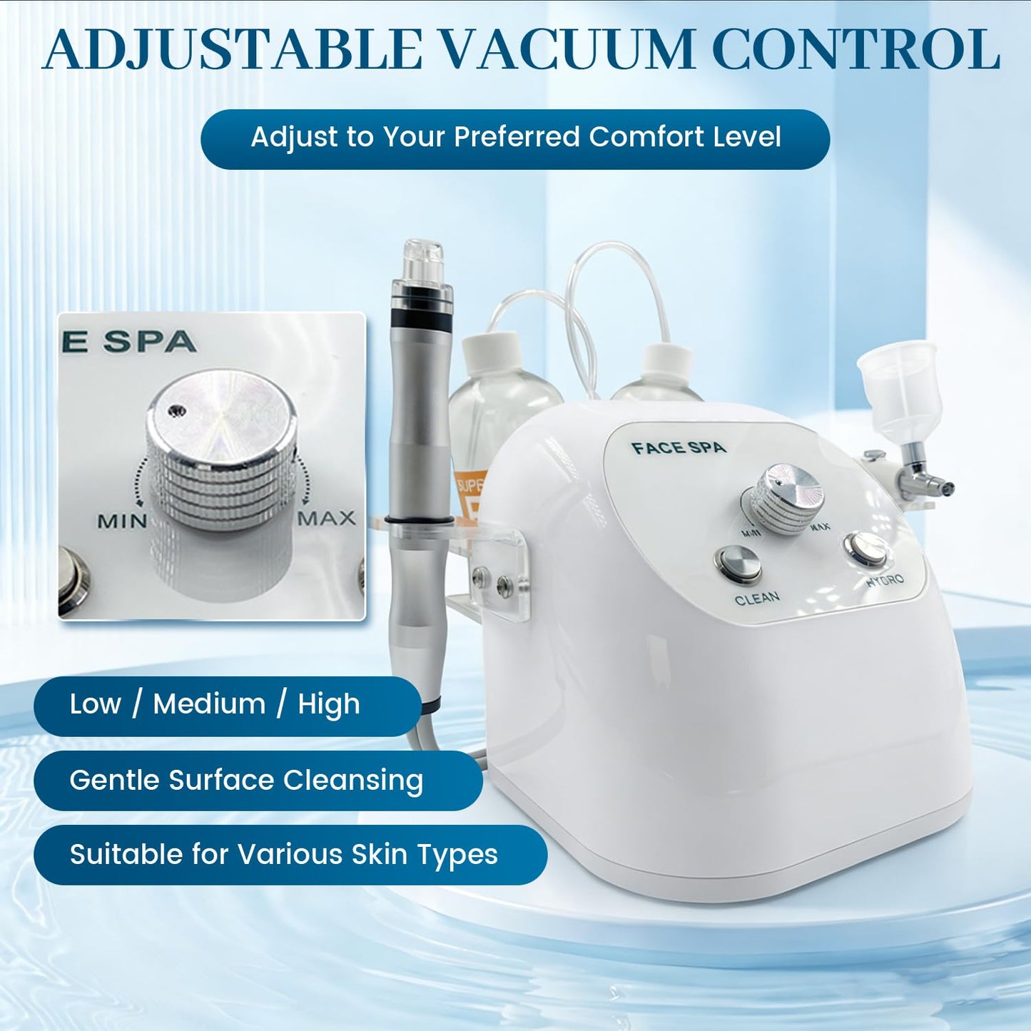 Hydrogen Oxygen Facial Machine for Home & Spa Use – Hydro Facial Machine Professional with Facial Vacuum, Water Oxygen Spray, Hydro Dermabrasion & Skin Care Device