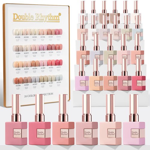Double Rhythm 28Pcs 0.5Oz Gel Nail Polish Set Same Color Same Bottle Soak Off Gel Polish Kit Nail Art Manicure Salon DIY at Home for Women (T24-3)