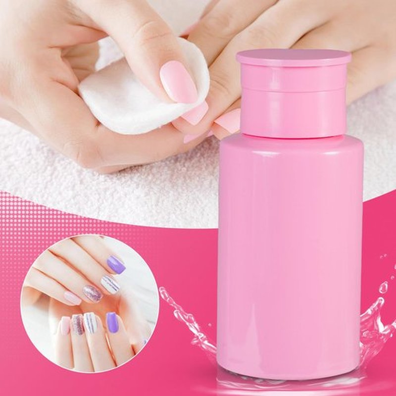 YAMYONE 2 Pack Pink Push Down Pump Dispenser - Nail Polish Remover Pump Empty Refillable Bottle Containers for Makeup Remover Micellar Water Facial Toner, 200ml 6.7oz