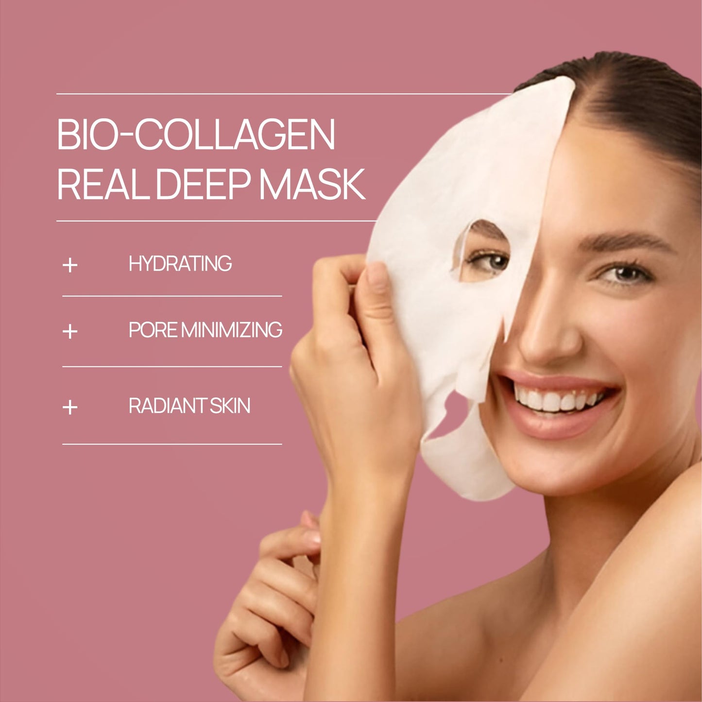 NUVODERMA Bio Collagen Face Mask (5 Pack), Overnight Deep Hydrating Collagen Mask for All Skin Types, Anti-Aging Collagen Sheet Mask, Helps to Minimize Wrinkles, Restores Skin Elasticity & Plumpness