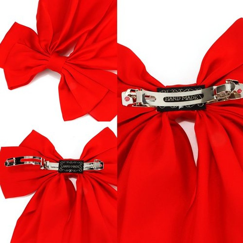Atoden Hair Bows Silky Satin Bows for Hair Ribbons 4Pcs Coquette Oversized Long Tail Hair Bow Clips Barrettes Big Bowknot Hair Accessories for Women Girl Trendy Stuff Gifts (White Pink Red Black)