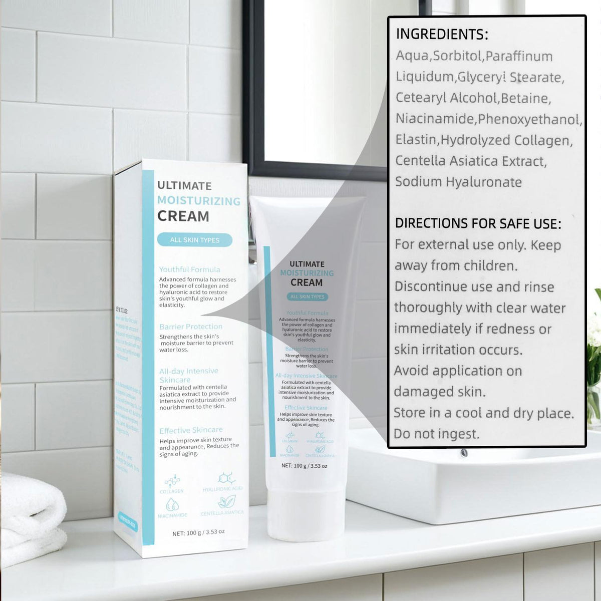Mtmult Youthful Formula Facial Moisturizer with Niacinamide & Hyaluronic Acid - Face Cream for Deep Hydration, Infused with Centella Asiatica & Collagen - Daily Moisturizer for Youthful Skin