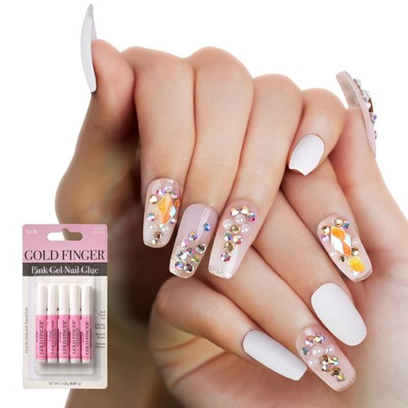 GoldFinger Premium False Nails Glue On Nails Press On Nails Glue Included (My Precious)