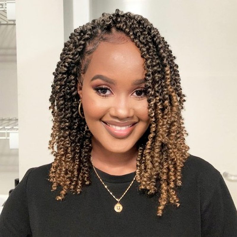 10 Inches 8 Packs Pre Looped Pretwisted Passion Twist Crochet Hair for Black Women and Kids-Ombre Blonde,Soft Hair Extensions Braided by Synthetic Spring Kinky Twist Bohemian Curls(10"-8 Packs,T1B/27)