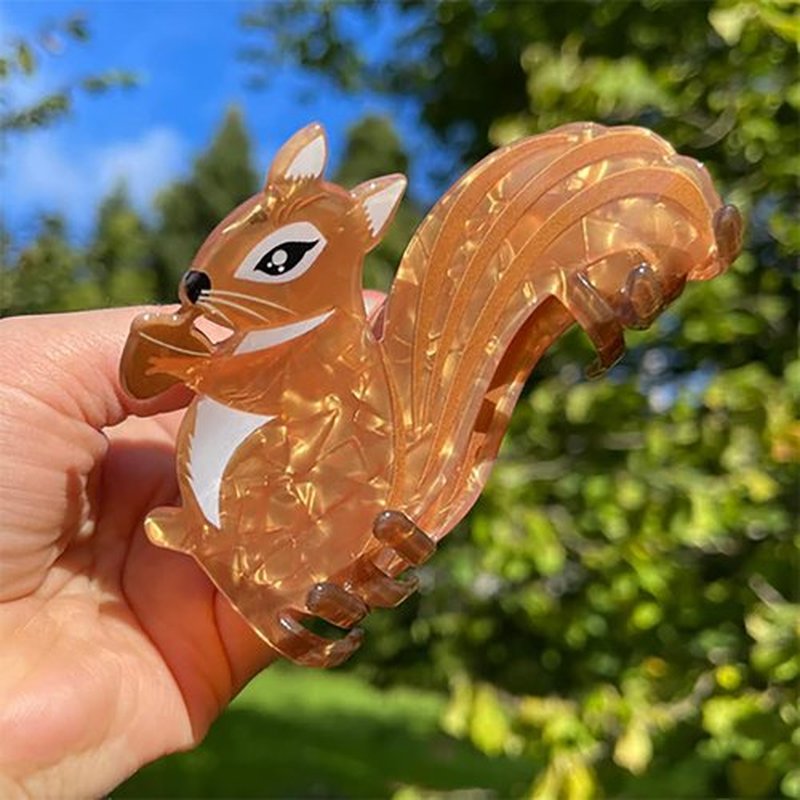 Thanksgiving Hair Clips Cute Hair Accessories Squirrel Shape Hair Claw Clips Brown Acrylic Shark Jaw Clip Medium Size Fall Hair Clip Cartoon Animal Hair Barrettes for Women Hair Supplies