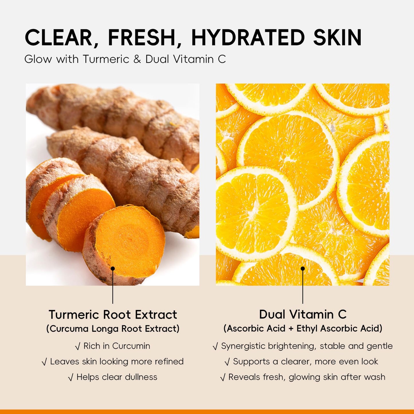 QUIYUM Turmeric Vit-C Facial Skincare Set, 5in1 Cleansing Kit for Oil Skin