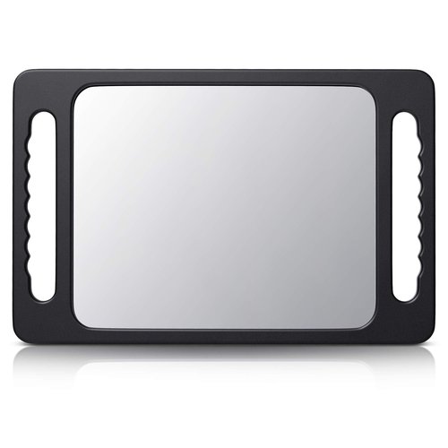 TASALON Unbreakable Hand Mirror with Double Handle - Large Handheld Barber Mirror for Hair and beauty Salon - Durable Hand Held Mirrors for barbershop - Lightweight Haircut Mirror with Double Handgrip