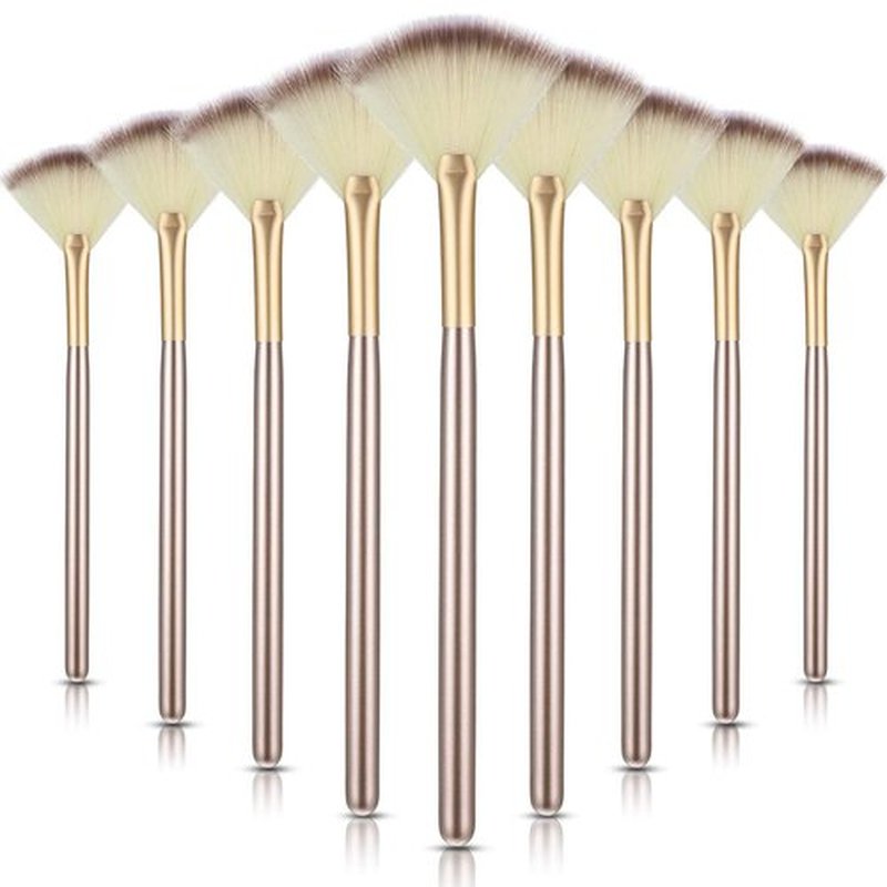 9 Pieces Facial Fan Mask Brushes, Soft Facial Applicator Brushes Tools for Peel Glycolic Makeup for Mud Cream (Champagne)