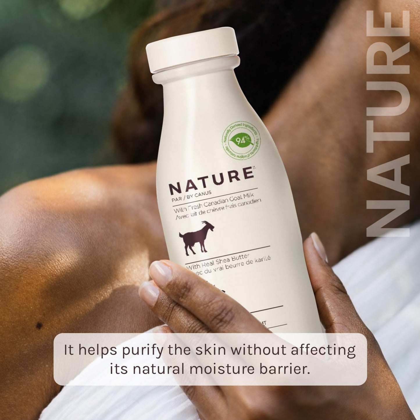 Goat Milk Foaming Bath with Shea Butter, 27.1 Fl Oz, Fresh Canadian Goat Milk with Vitamin A B3 Potassium Zinc Selenium, Nature by Canus