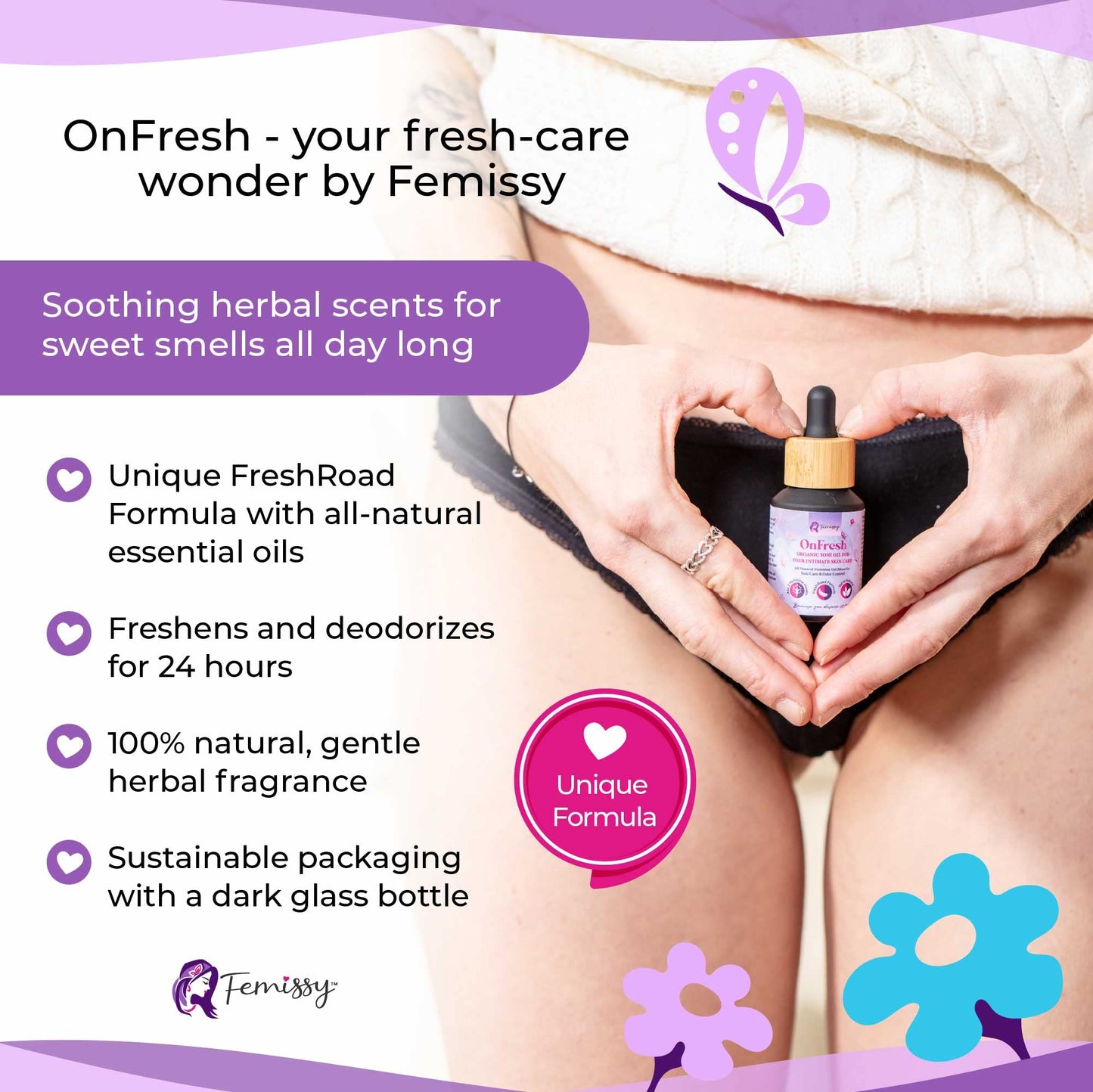 Natural Feminine Yoni Oil for Women PH Balance & Wetness; Herbal Vaginal Moisturizer for Dryness & Sensitive Skin; Soothing Intimate Vulva Essential Oils; Vaginal Oil Drops Against Odor (1 fl oz)