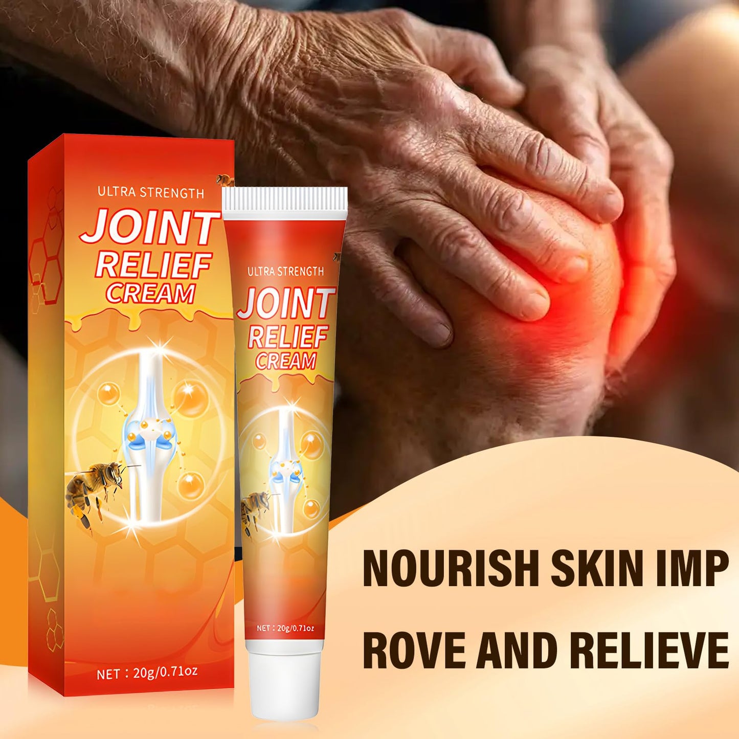 4Pcs Ultra Strength Joint Relief Cream for Knees and Meniscus Ointment, New Professional Care Gel Joint Cream, Natural Joint Relief Gel for Neck,Waist,Back Hand Feet and Leg-Fast Absorbing, Non-Greasy