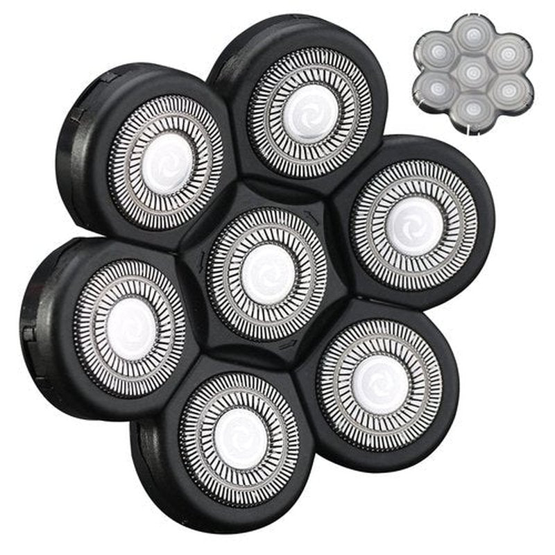 7 Blades Head Shaver Replacement Heads Electric Shaver Head Shaver Universal Replacement Blades Electric Razor for Men (7D Black)