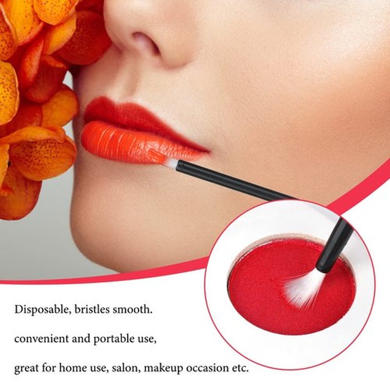 GCQQ 100PCS Disposable Lip Brushes, Black Lipstick Applicator, Lip Wands Makeup Beauty Tool Kits PYO Cookie Paint Brush (Black+White)