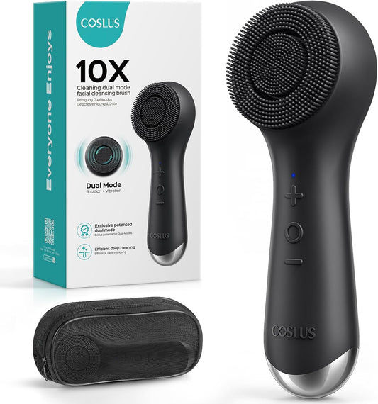 COSLUS Face Scrubber - 2-in-1 Silicone Electric Cleansing Brush | Waterproof Exfoliator for Men & Women