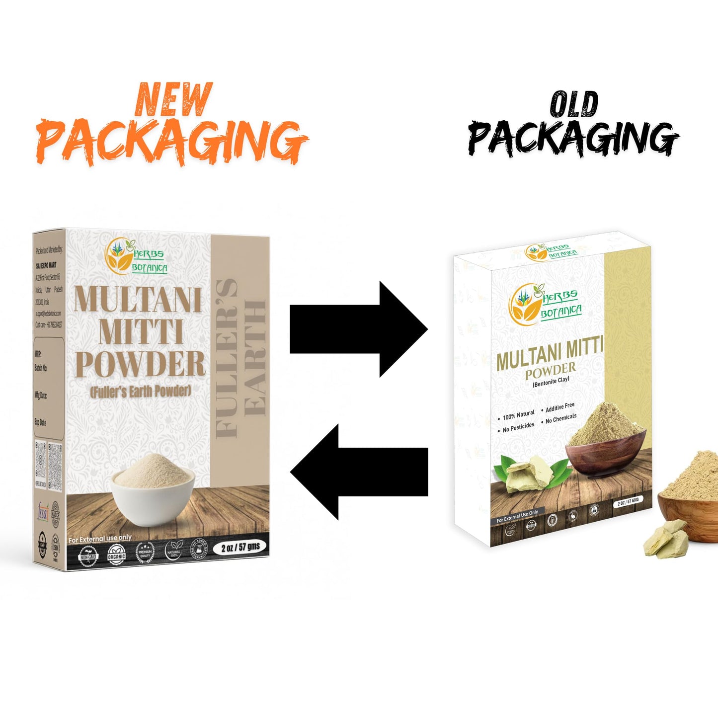 Herbs Botanica Multani Mitti Powder Earth Clay Mask 100% Pure Bentonite and Kaolin Clay for Skin Care, Indian Healing and Deep Cleansing – 2 oz Kaolin Clay Indian Deep Pure Grade Cleansing
