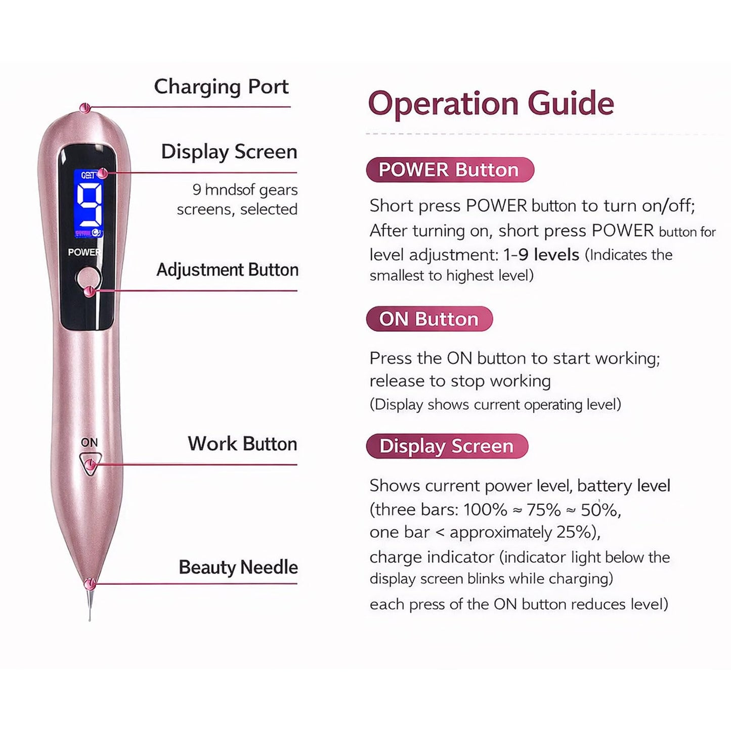 Nuzzy Pen for Skin, Advanced Beauty Pen, Portable and Rechargeable Tools to Use at Home (Gold)