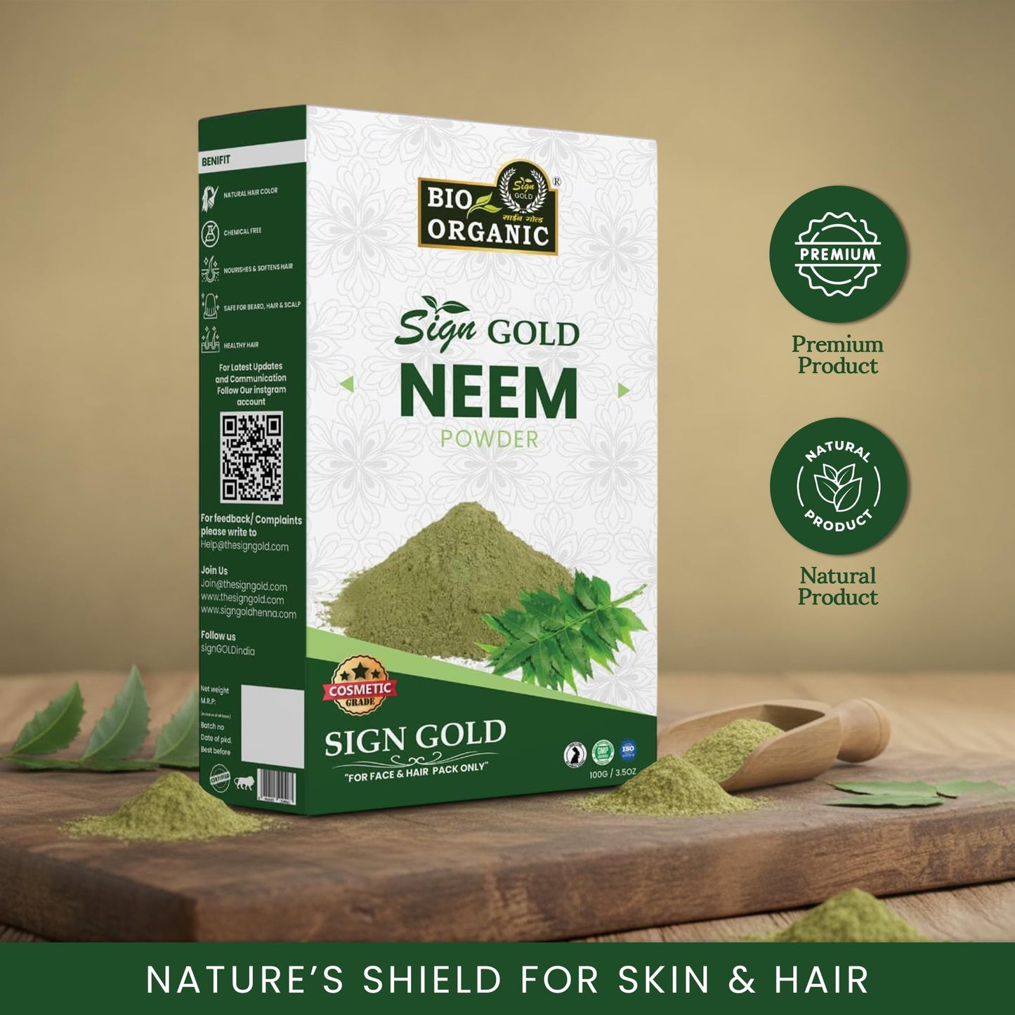 sign GOLD BIO ORGANIC Neem Powder for Beauty & Wellness