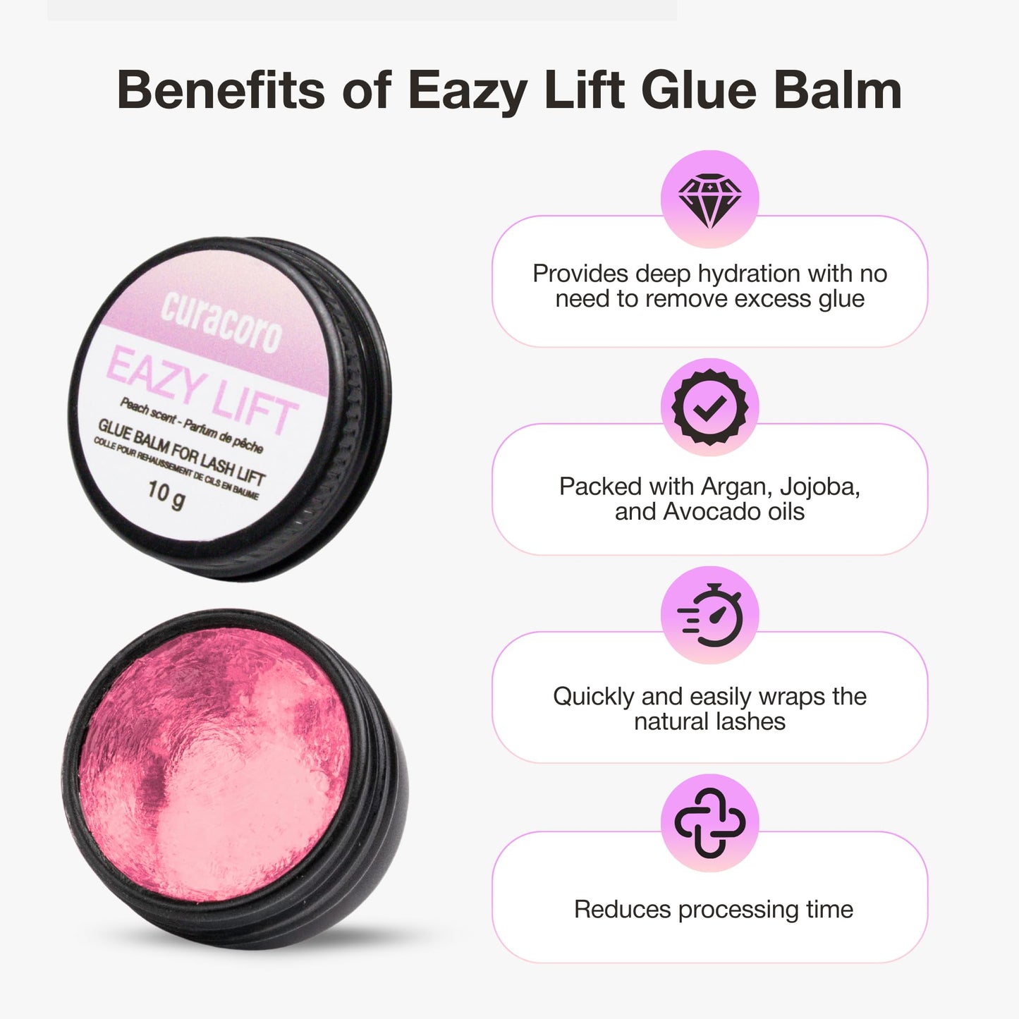Curacoro Eazy Lash Lift Glue Balm 10g 2-in-1 Lash Lift Adhesive, Peach