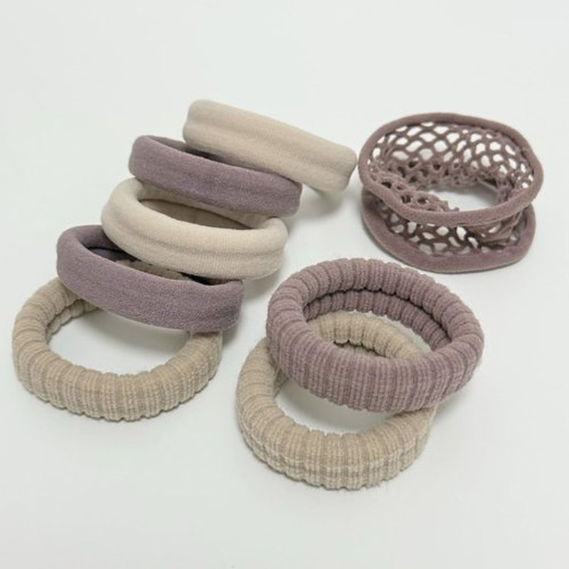 Jseng 8Packs Seamless Hair Ties for Women - No Damage Elastic Ponytail Holders Hair Accessories for Thick Curly Hair - Beige & Dusty Lavender