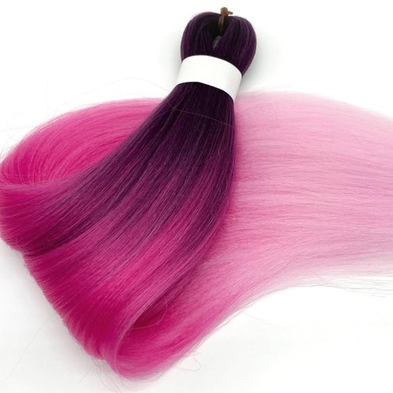 Ombre Braiding Hair Pre Stretched Purple Pink Braiding Hair Ombre Colored Hair Extensions for Braiding Micro Box Braids Knotless Yaki Ombre Kanekalo Prestretched Braiding Hair 24 Inch Folded 3 Packs