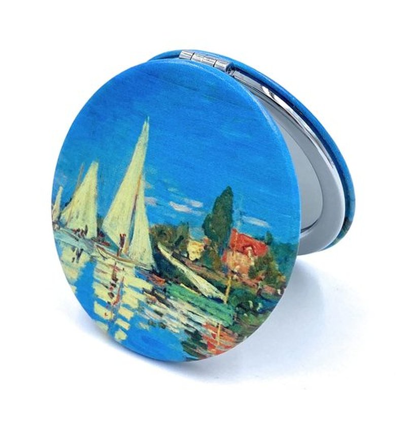 Aeisage Small Compact Mirror for Men Small Bag Mirror Lightweight Portable Mirror Hand Mirror Claude Monet Sea Argenteuil Birthday Gift for Friend