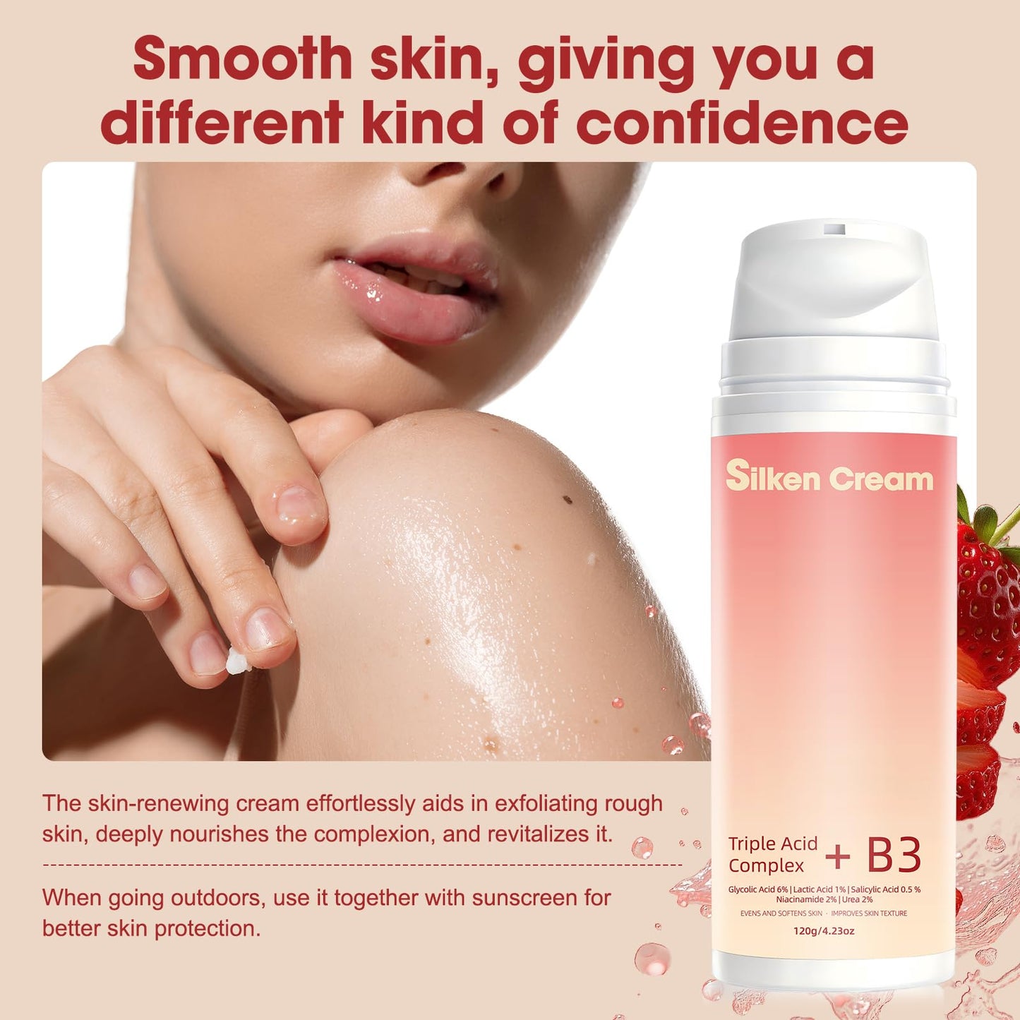 Xaninp Skin Treatment Resurfacing Cream for Keratosis Pilaris, Advanced Triple-Acid AHA BHA PHA Exfoliator Lotion — Smooths Chicken Skin Bumps, Hydrating, Brightening & Soothing