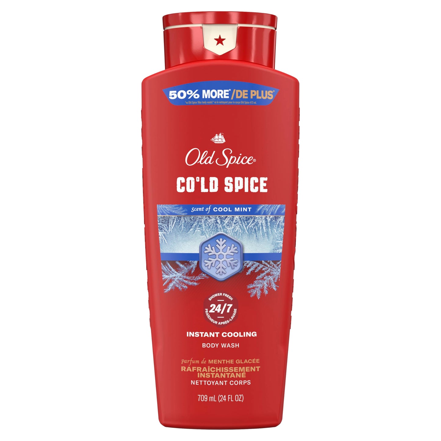 Old Spice Body Wash for Men, 24/7 Shower Fresh & Clean with Daily Use, Lasting Signature Scent, Refreshing Lather, Moisturizing Formula, Cold Spice with Cool Mint Scent, 24 oz
