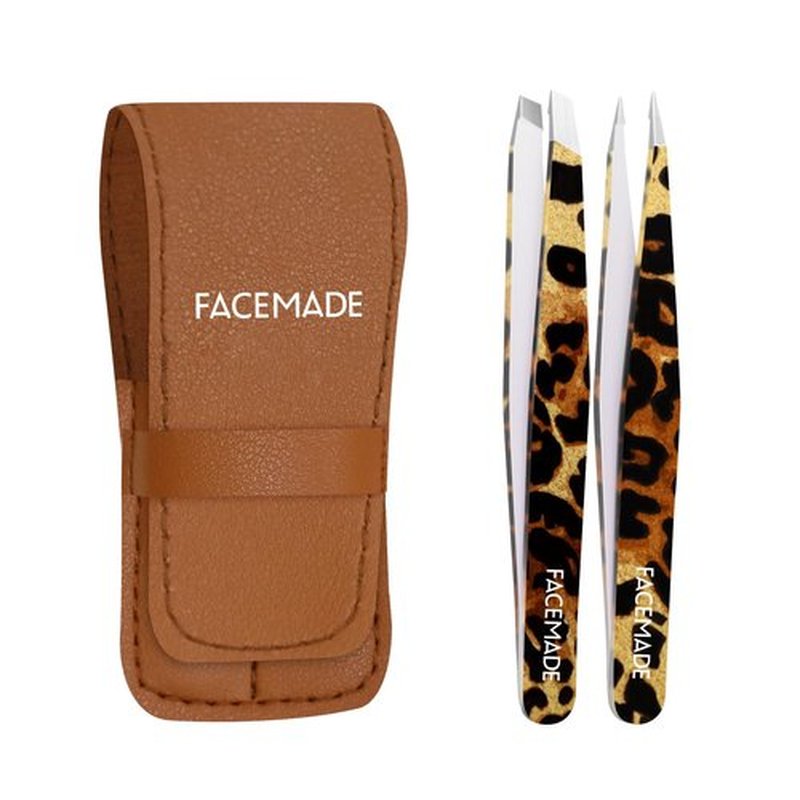2 Pack Leopard Print Tweezers -Professional Stainless Steel Tweezers for Men and Women, Precision Eyebrow Tweezers for Ingrown Hair Removal