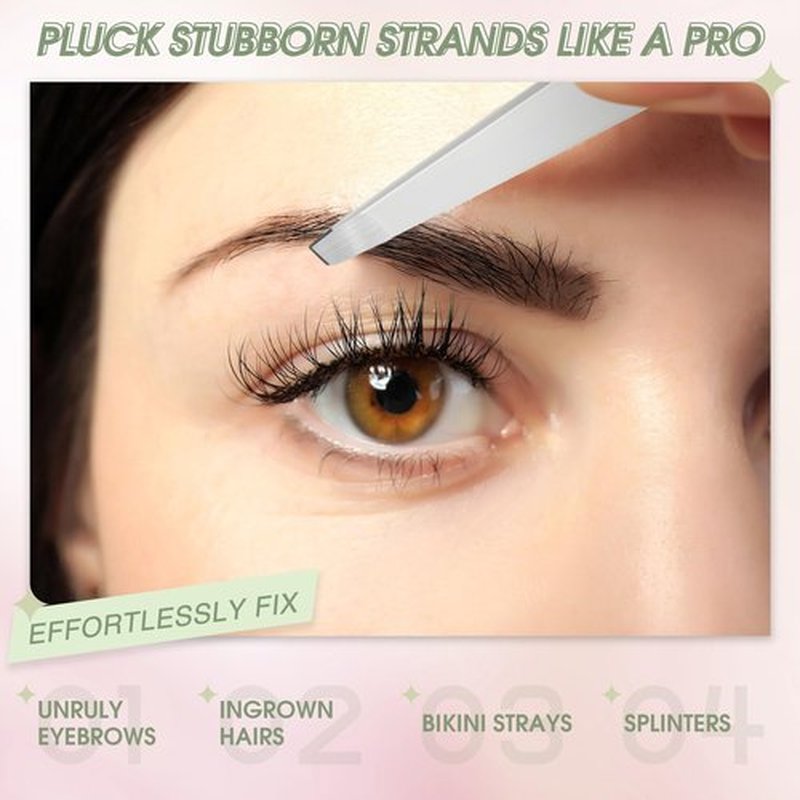 12 Pieces Eyebrow Tweezers Stainless Steel Slant Tip Tweezers Facial Hair Eyebrow Precision Tweezers for Men and Women (White)