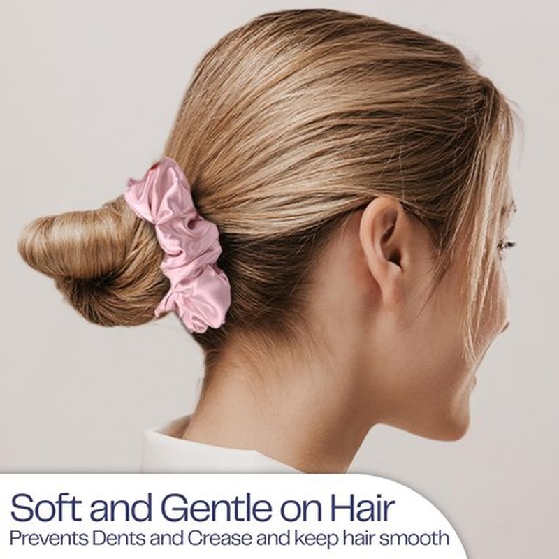 Celestial Silk Mulberry Silk Scrunchies for Hair (Soft Pink)