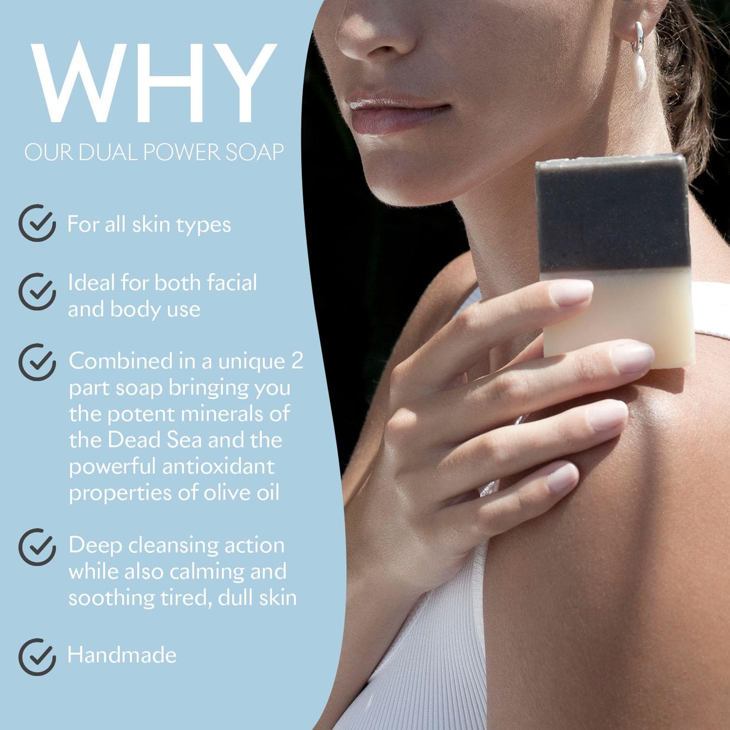 SEACRET Minerals Dual Power Soap Bar, Dead Sea Mud & Olive Oil, 3.5 Oz / 100 g