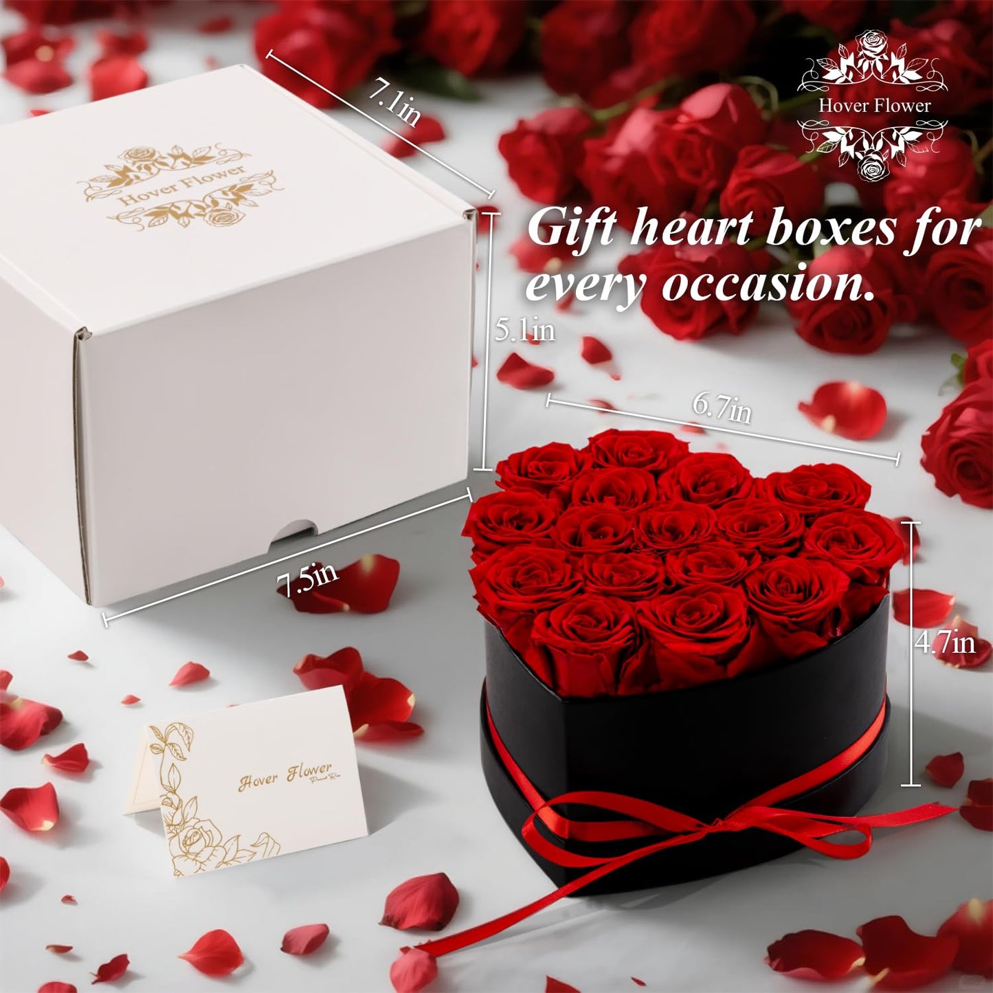 Hover Flower 27 Forever Preserved Flowers in a Box, Vanlentines Day Gifts for Her, Eternal Roses Flowers for Delivery Prime, Birthday Gifts for Women Mom Grandma Wife (Red)