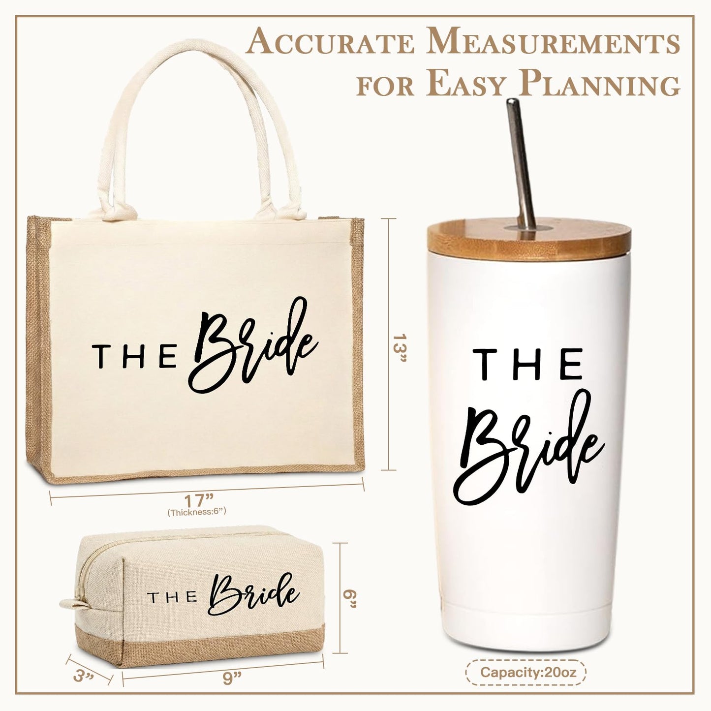 Physkoa Bride Gift Set – Bridal Shower Gifts for Bride to Be with Tote Bag, Insulated Tumbler & Fabric Makeup Pouch, Engagement, Bachelorette Party & Wedding Essentials