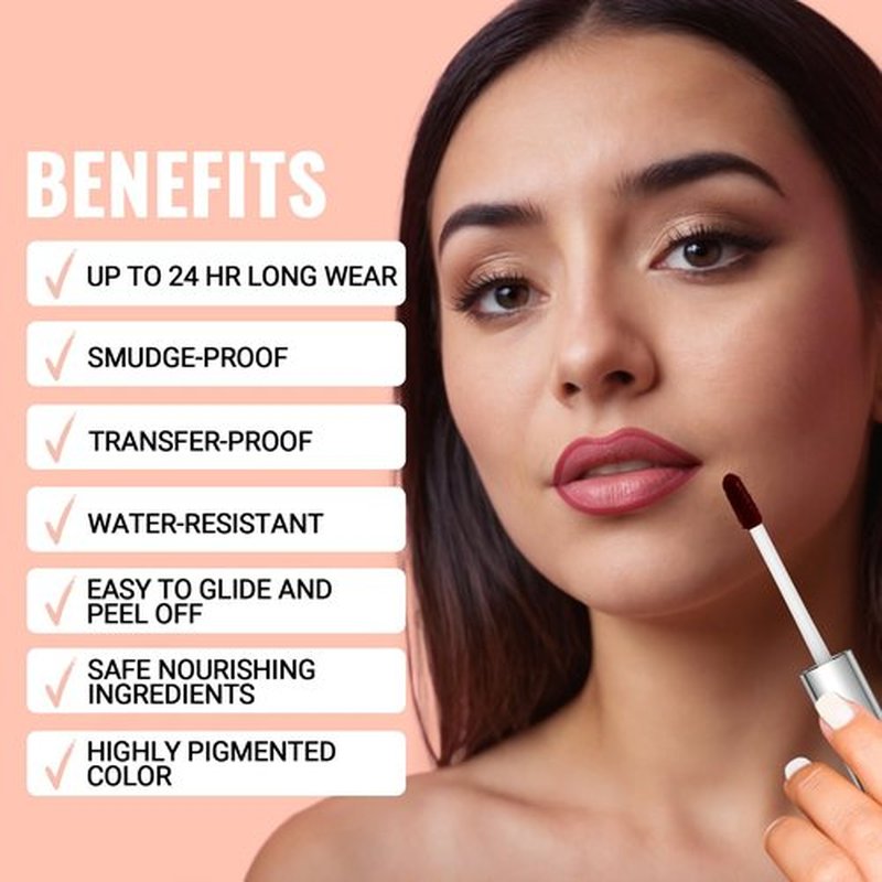 iMethod Lip Stain - Lip Liner Stain, Peel Off Lip Stain, Natural Long Lasting Lip Stain Peel Off, Waterproof, Transfer-Proof, Highly Pigmented, Stay On All Day, Instant Lip Color, Cocoa