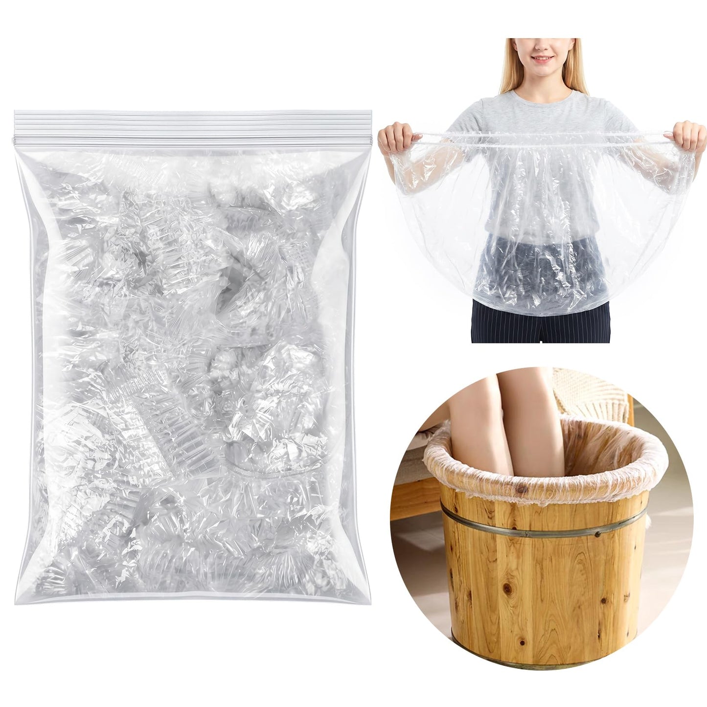 RAQEHO 25PCS Pedicure Liners Disposable - Plastic Footsie Footbath Foot Soak Bath Spa Pedicure Bowl Liners Disposable Covers Bags for Feet Basin Soaking Bucket Tub Productos Para Pedicura Spa Supplies