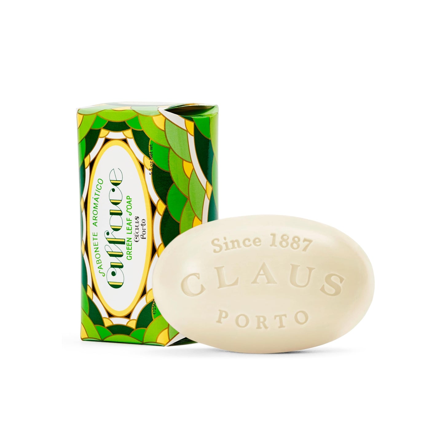 Claus Porto - Alface Green Leaf Body Soap for Men + Women | Energizing, Cleansing, Nourishing | Handcrafted, Aromatic, Fresh, Joyful (150g | 5.3 oz)