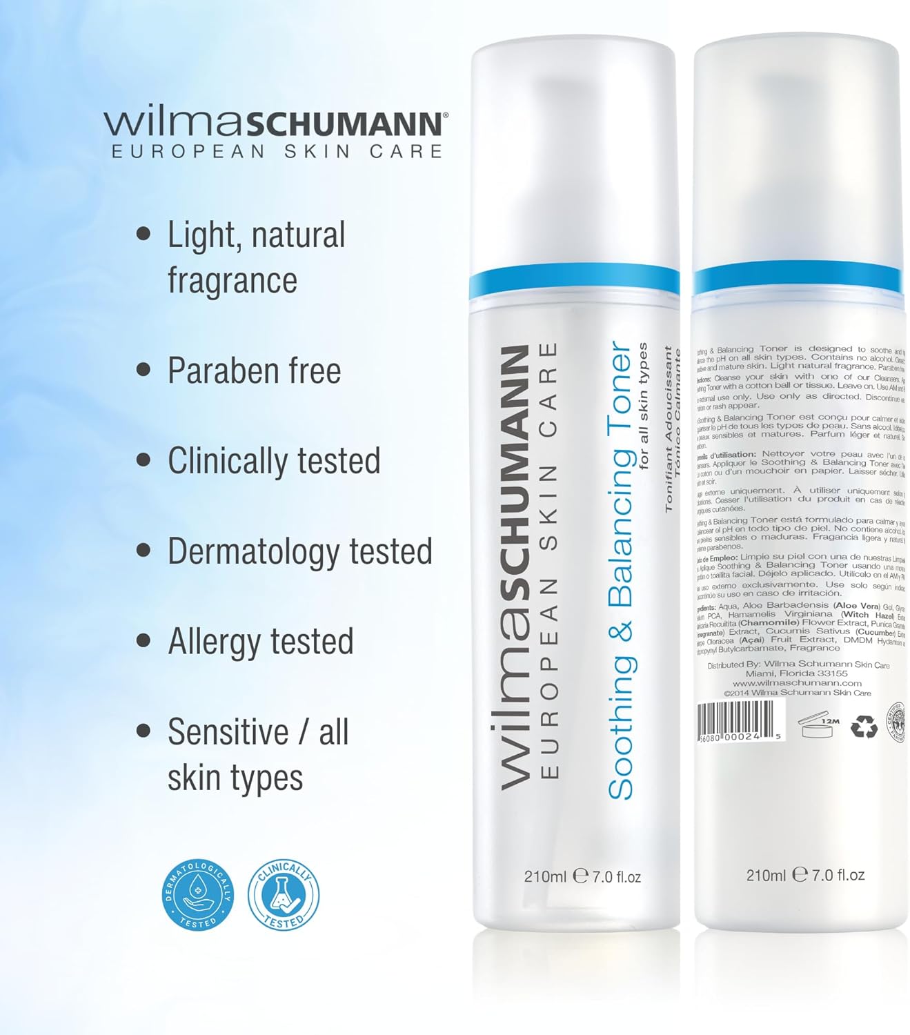 Wilma Schumann Hydrating Face Toner - Soothing & Balancing Formula | 7 oz