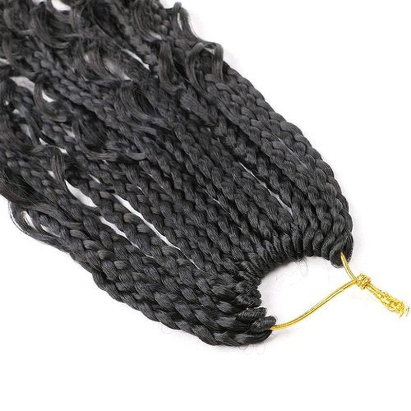 LMZIM 14 Inch Goddess Box Braids Crochet Hair Bohomian Crochet Box Braids Curly Ends 8 Pack 3X Crochet Braids Synthetic Braiding Hair Extension Black (14inch, 1