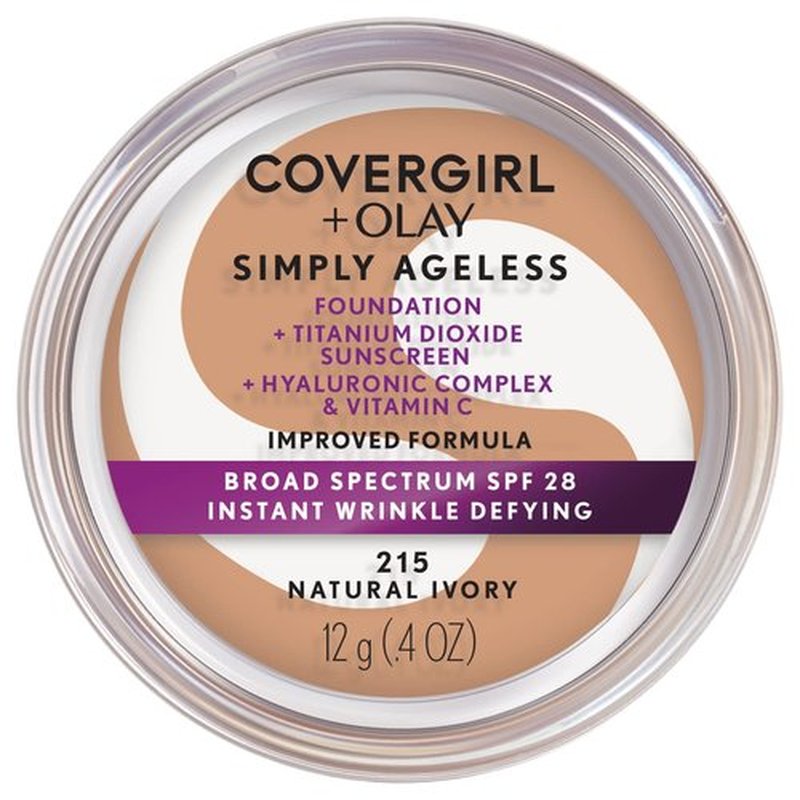 COVERGIRL+OLAY Simply Ageless 3-in-1 Liquid Foundation, Classic Ivory & & Olay Simply Ageless Instant Wrinkle-Defying Foundation, Natural Ivory