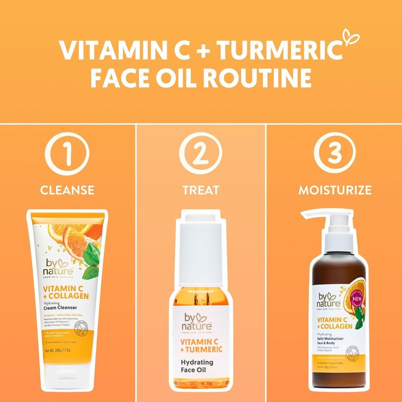 Hydrating Face Oil - Vitamin C, Turmeric & Plant Squalane for Radiant Skin | 1 Fl Oz