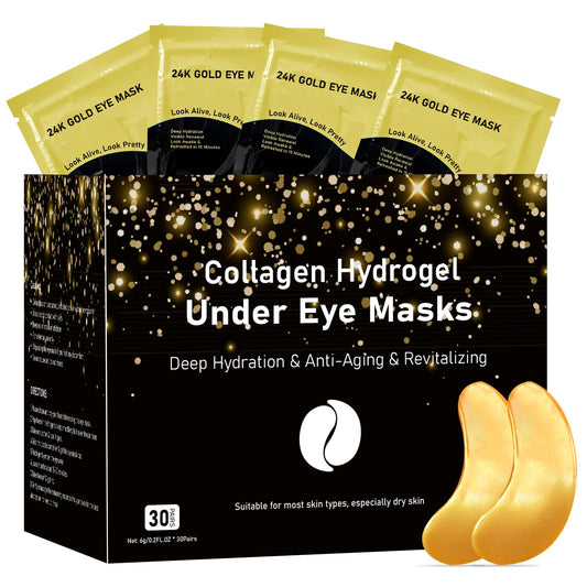 Adofect Under Eye Patches 30 Pairs, 24K Gold Under Eye Mask with Hyaluronic Acid for Dark Circles and Puffy Eyes, Bachelorette Party Accessories, Bridesmaid Gifts, Daily Skin Care